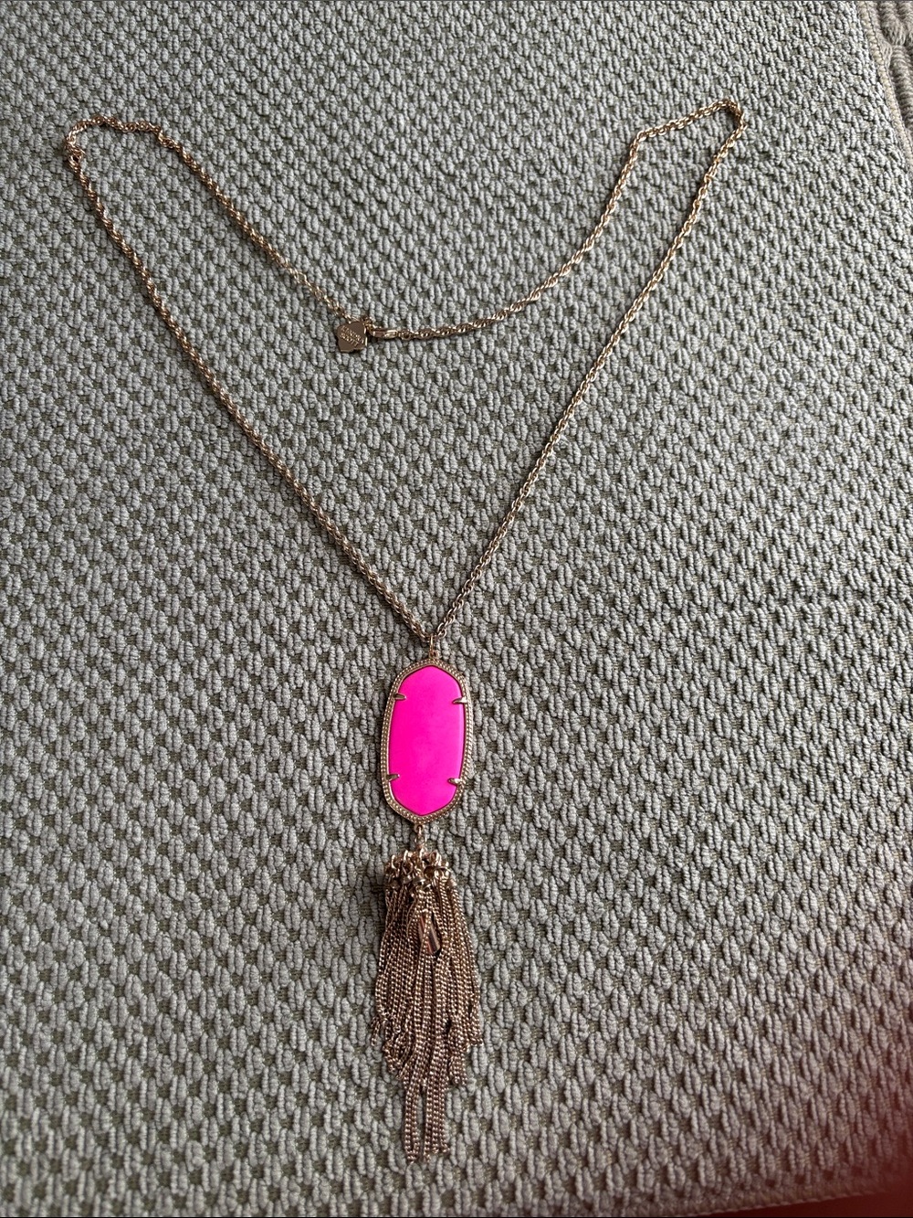 Kendra Scott Everly Hot Pink Agate Pendant and Tassel